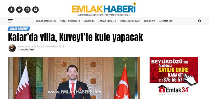 Yunus Emre Gül, Emlak Haberi Sitesinde